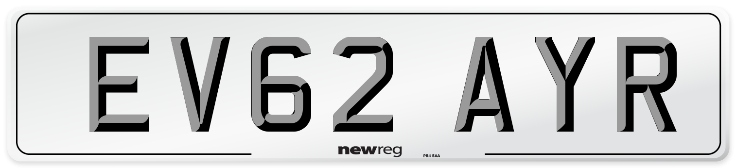 EV62 AYR Number Plate from New Reg